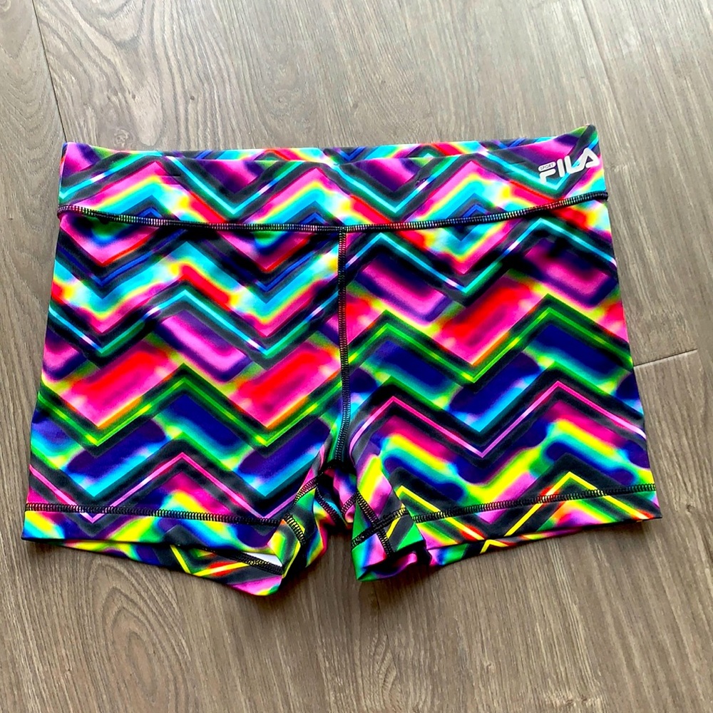 Bright Spandex Shorts rainbow Fila booty shorts